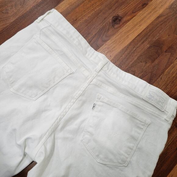 Levi's 711 Skinny Jeans Lace Up Ankle With Raw Hem Fiesty White Y2K Size 33 - Picture 5 of 9